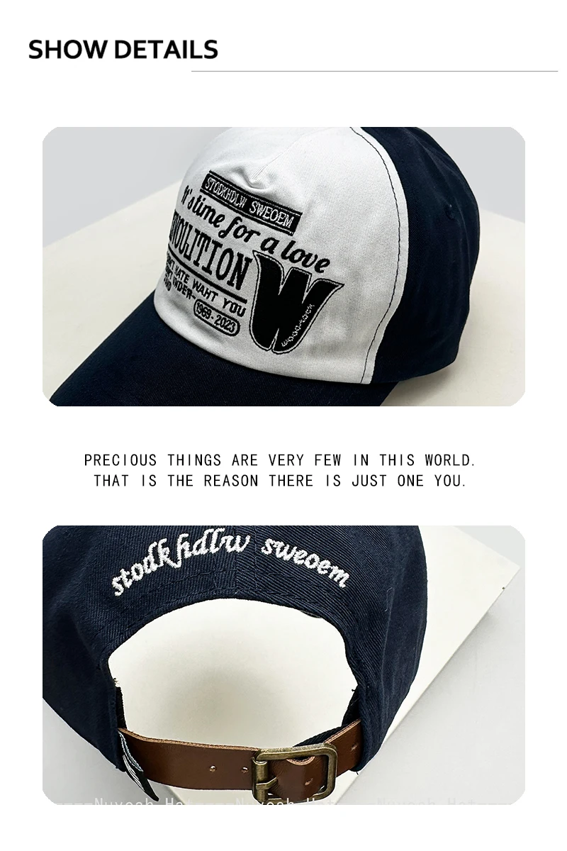 Neue Baseballkappen für Männer und Frauen mit Farbblock-Buchstabenstickerei, Sonnenschutz, amerikanischer Retro-Stil, vielseitige, lässige Schirmmützen, modisch und individuell. – Detail 3