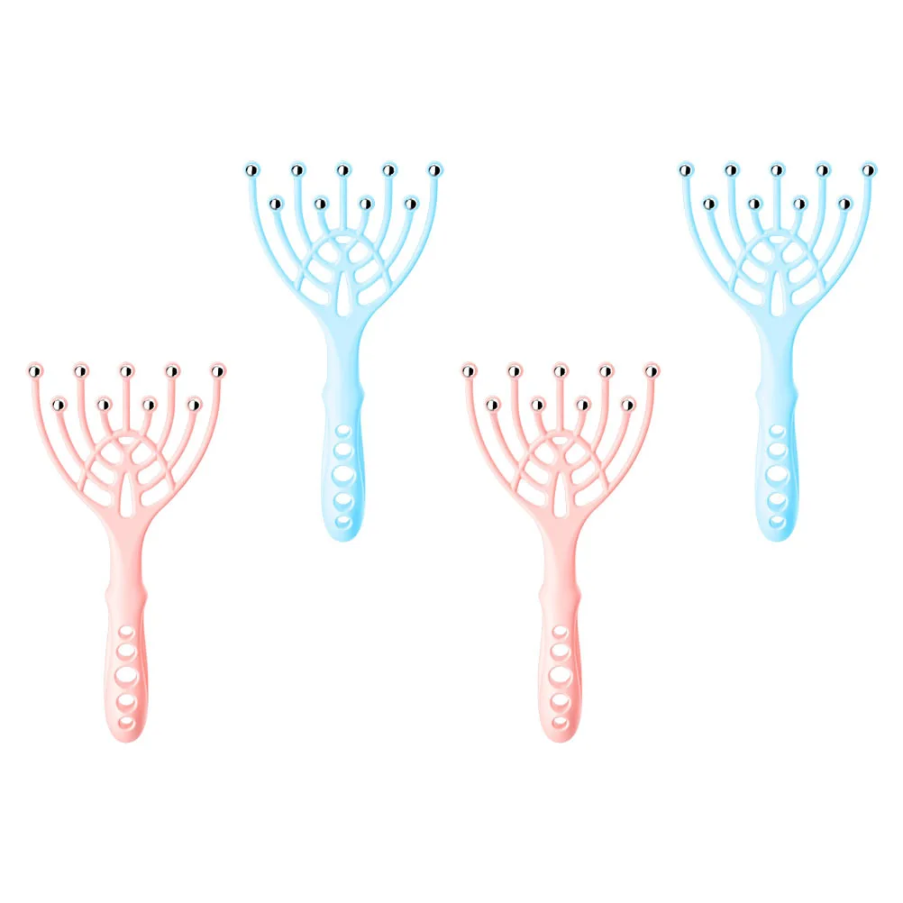 

4Pcs Steel Bead Head Massager Claw Smooth Lines Natural Shape for Outdoor Travel Home Use Exquisite Scalp Relaxing Massage Tool