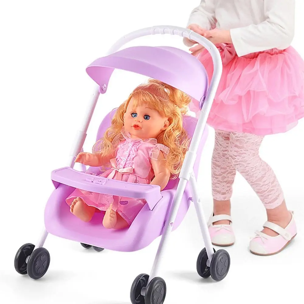 Mini Plastic Simulation Stroller Toddlers Pretend Play Gift Stroller Accessories Tiny Pushchair