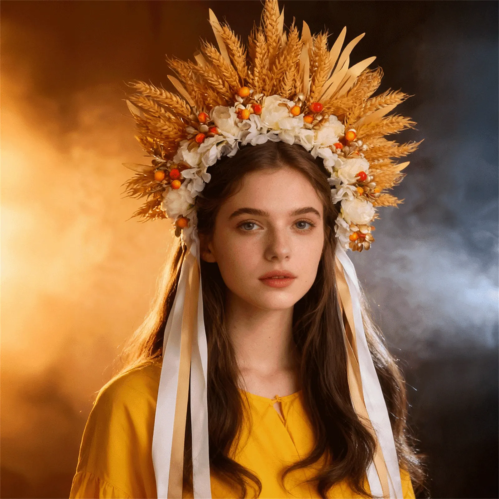 

Дизайн ягодной пшеницы, искусственный цветок, шиньон, повязка на голову, украшение в естественном стиле для женщин и детей, фотография на свадьбу