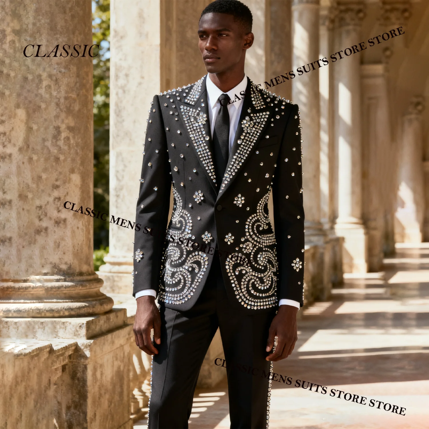 

Мужские костюмы со стразами и кристаллами, свадебные смокинги в африканском стиле, облегающие формальные комплекты Ropa hombre, комплекты из 2 предметов, мужские пиджаки для жениха по индивидуальному заказу