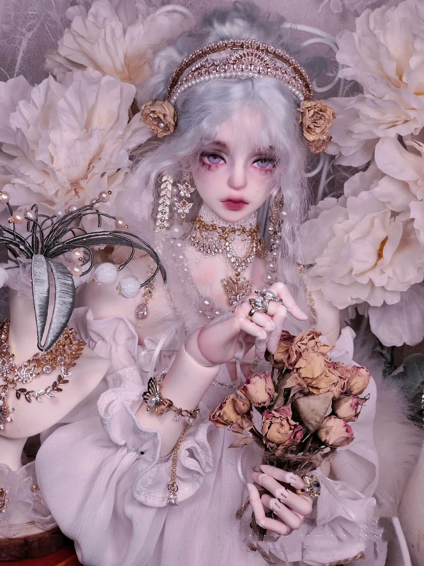 ティアラおじさん人形ジルコンネックレスクラウンブレスレットリングイヤリング、1/3 BJD人形アクセサリージュエリーアクセサリー送料無料