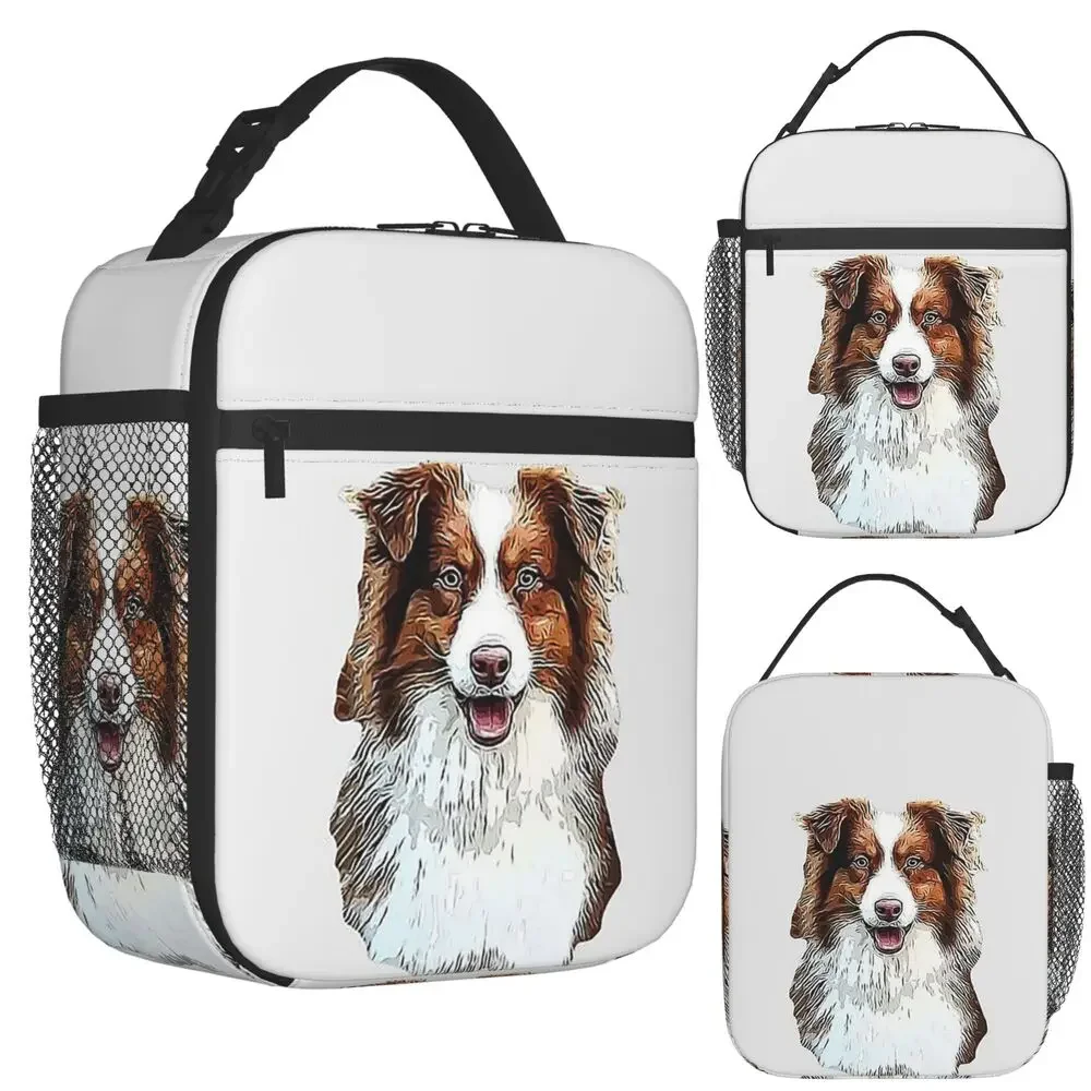 Australian Shepherd Red Tricolor Lovers Insulated Lunch Bag for Kids School Cooler Thermal Food Box Tote Lunch Boxes Container