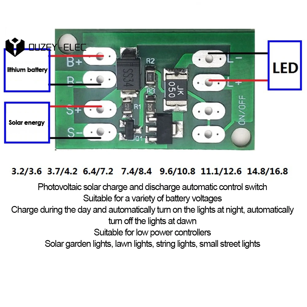 Panel Solar Controlador de Carga de La Batería Módulo Cargador Junta LED Lámpara de Control Automático Interruptor de Carga de la Batería de Litio