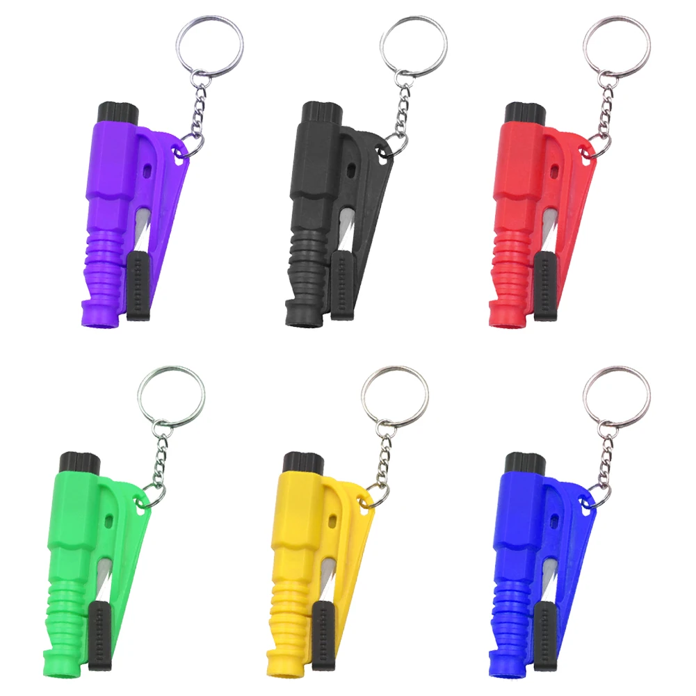 8 Pcs 3 in 1 Car Escape Tool Keychain Glass Breaker Seatbelt Cutter Survival Whistle Universal Emergency Tool All Cars