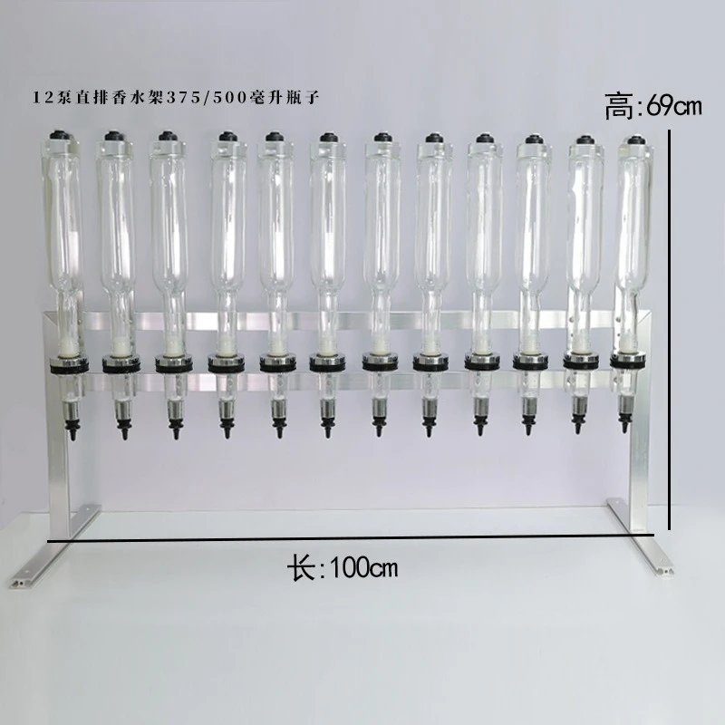 12-Head Perfume Dispenser Wall Mount, Bulk Refillable Glass Display Rack for Essential Oils