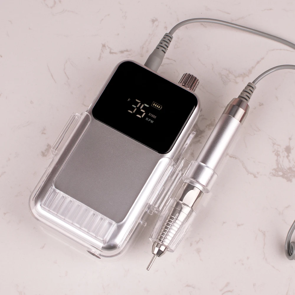 Argento 35K ricaricabile elettrico ad alta velocità trapano per unghie 85w accessori per unghie per lucidare professionisti manicure levigatrice per unghie