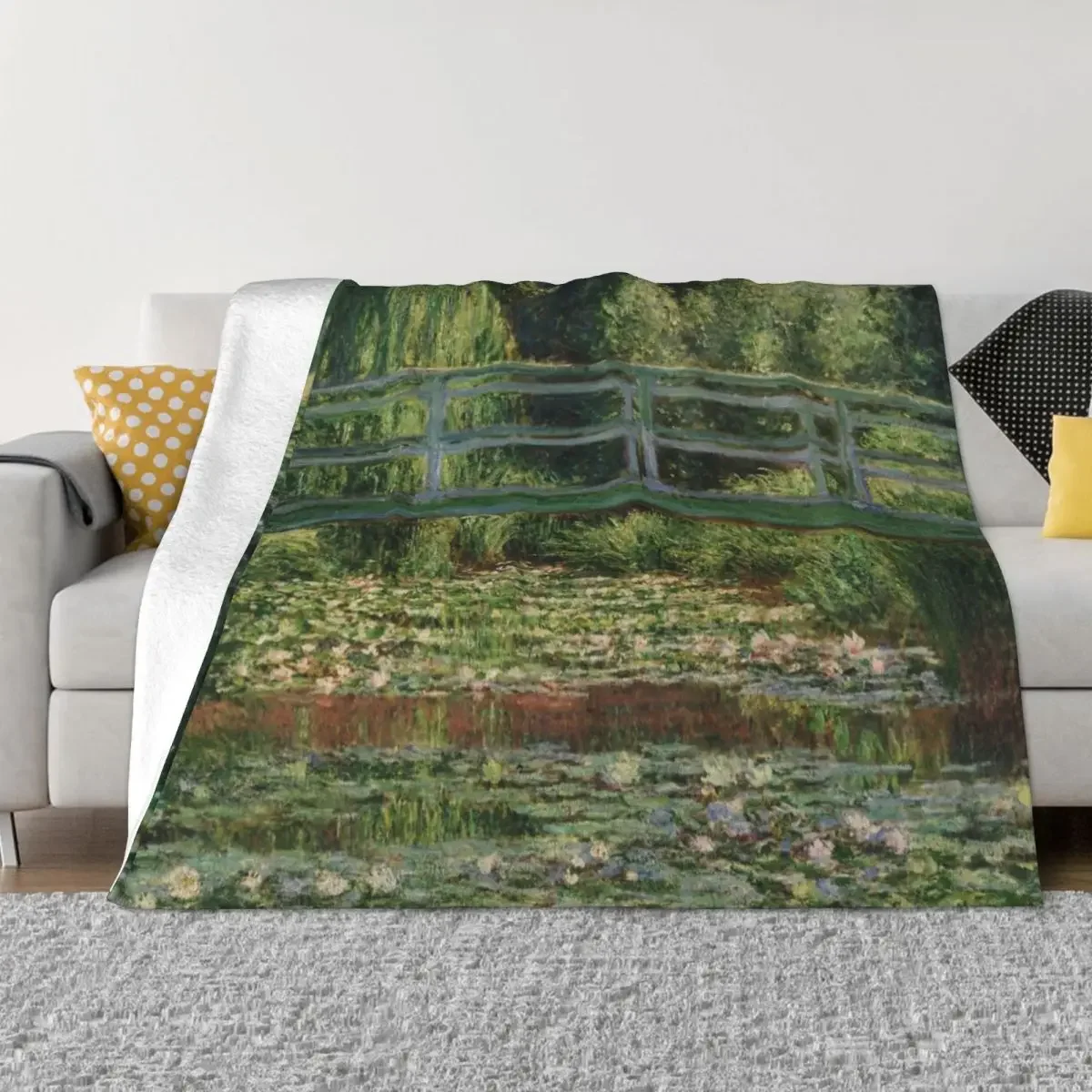 

Monet Japanese Bridge Throw Blanket Flannel Luxury Brand valentine gift ideas Blankets