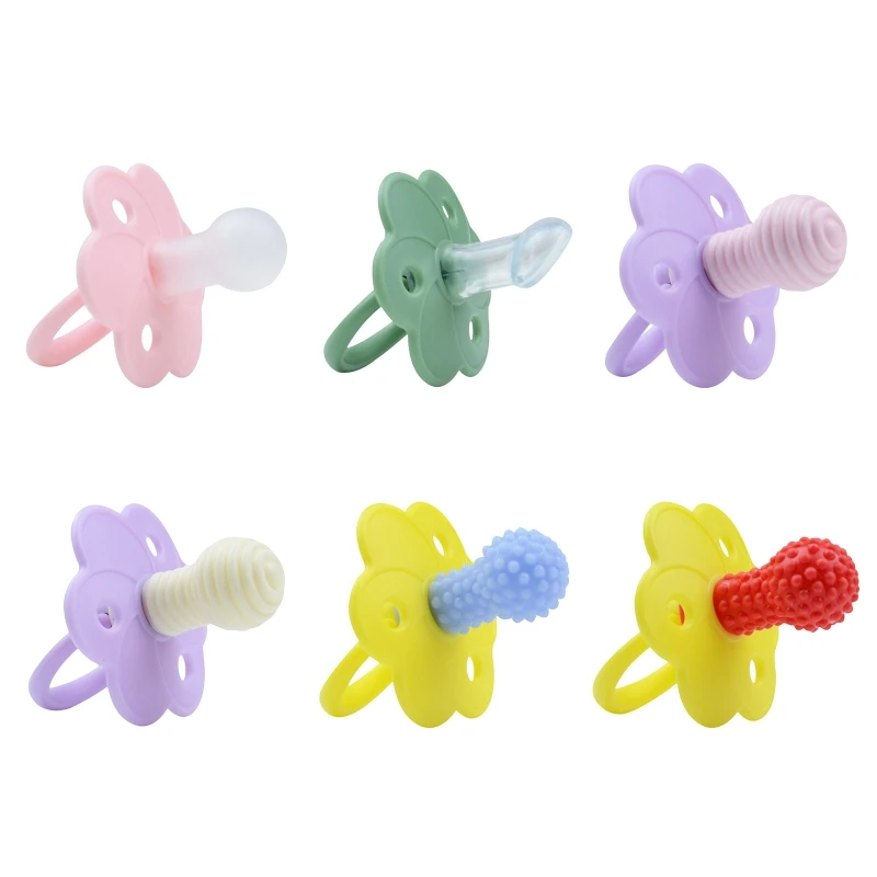 

Silicone Pacifiers with Collapsible Handle 3 Air Holes for Boys Girls Newborn