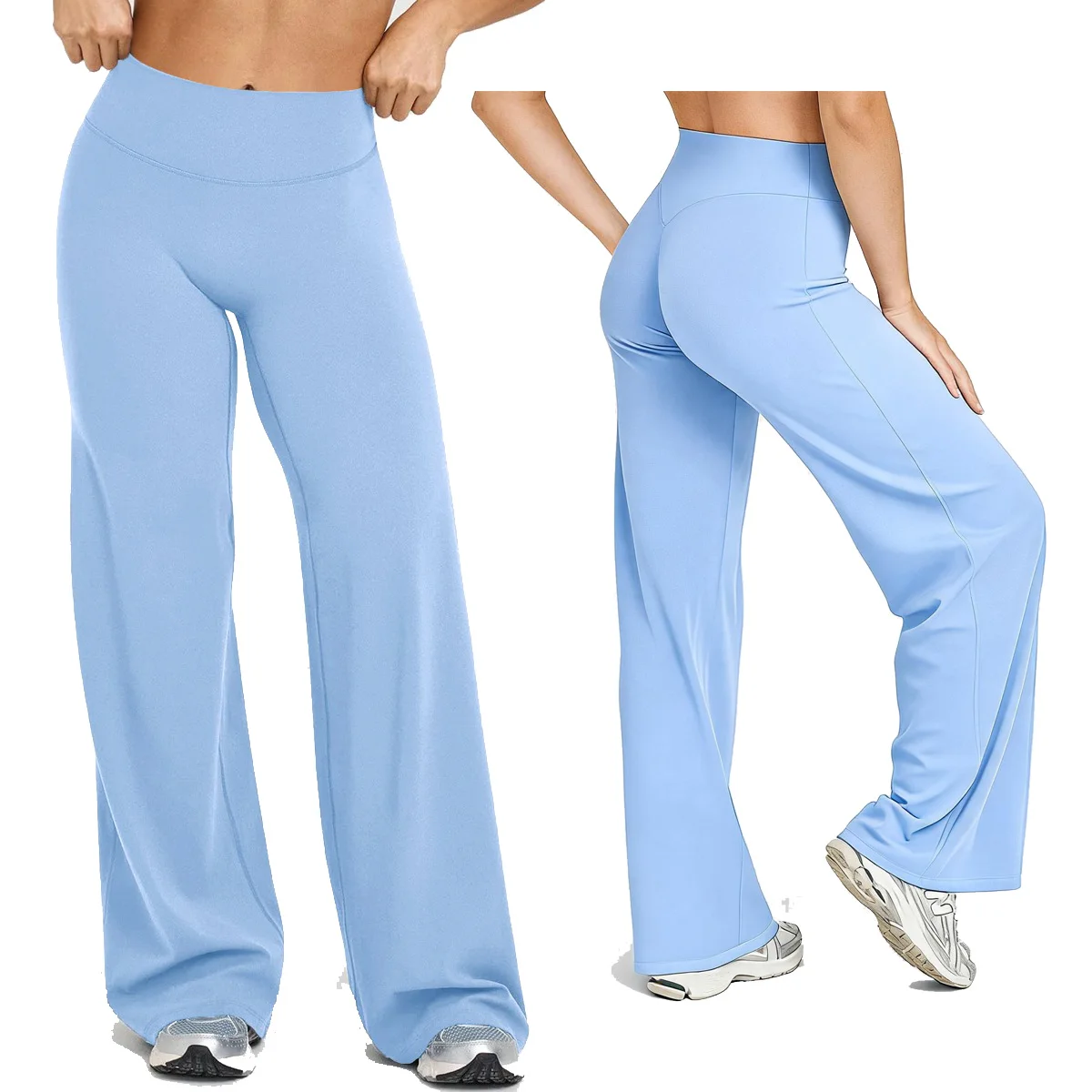 Naked Feel High Waist Straight Leg Yoga Pants No Front Seam Tummy Control Butt Lift Comfy Breathable Four Way Stretch Activewear