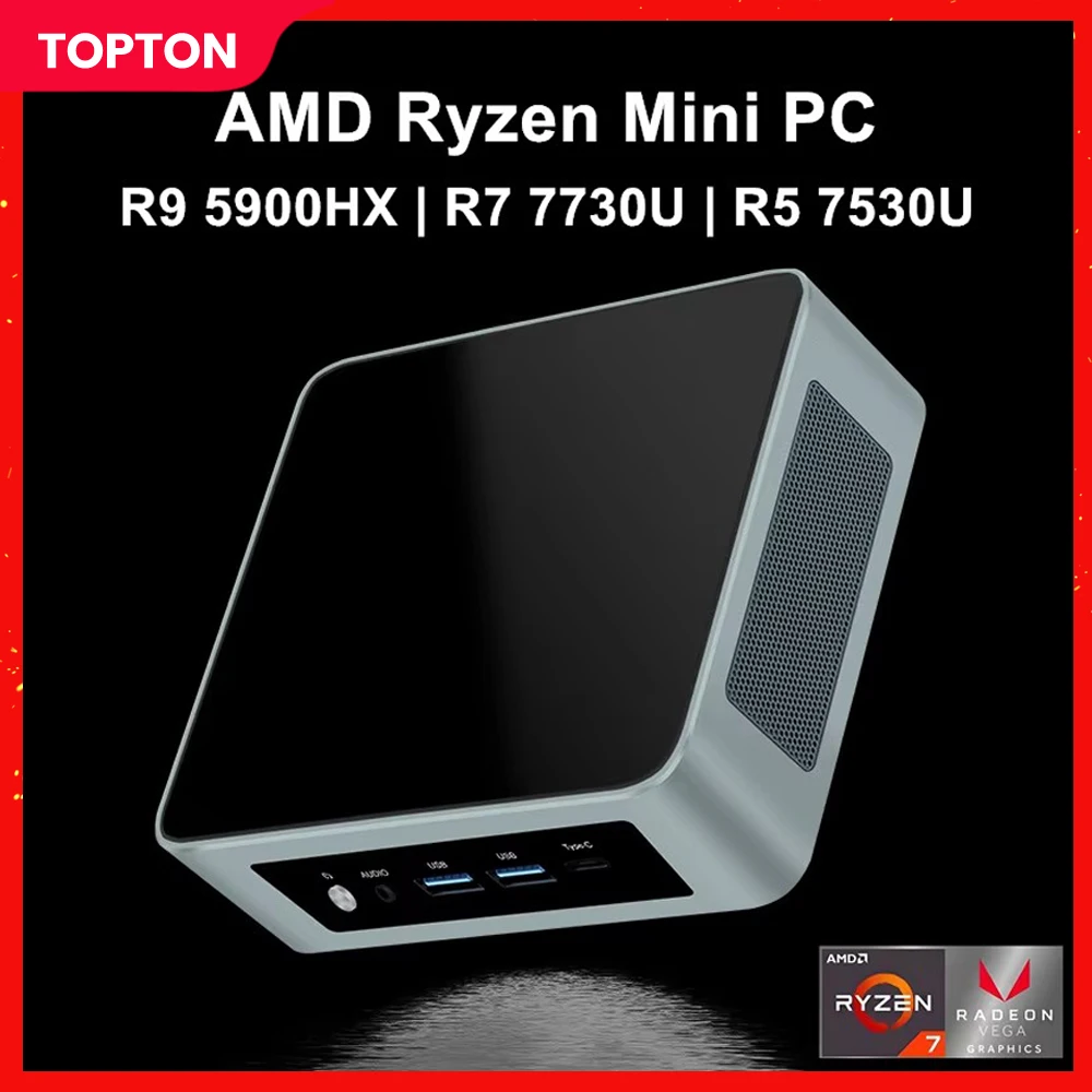 

Topton Cheap AMD Mini PC Ryzen 9 5900HX R7 7730U R5 7530U 2xDDR4 NVMe 2xLAN Windows 11 Pro Desktop Mini Gaming Computer WiFi6E