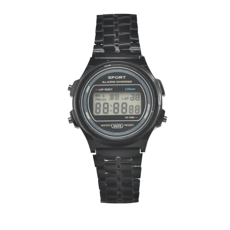 F92WSteel bracelet montre hommes femmes étudiant horloge d'affaires multi-fonctionnel LED montre de sport numérique horloge électronique électronique