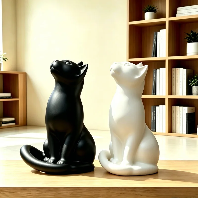 Realistic Lifelike Kitty Resin Sculpture Cute Animal Ornament Indoor Desk Decoration Art Craft Souvenir for Home Decor