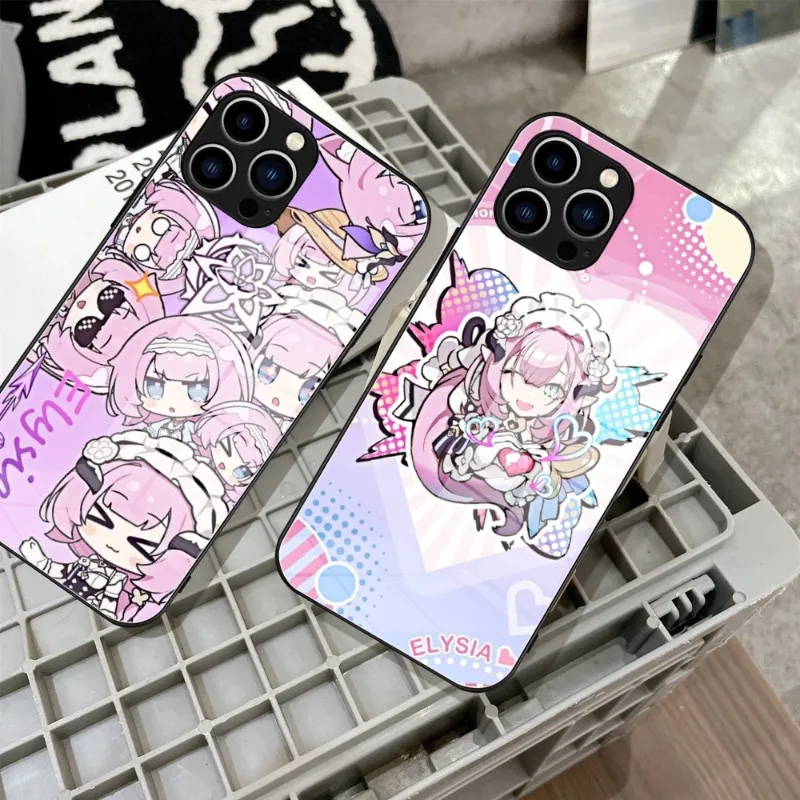 Elysia Honkai impact The game Phone Case Tempered Glass For IPhone 14 13 11 12 Pro 8 7 Plus X MAX XR XS MINI SE 2020 Covers