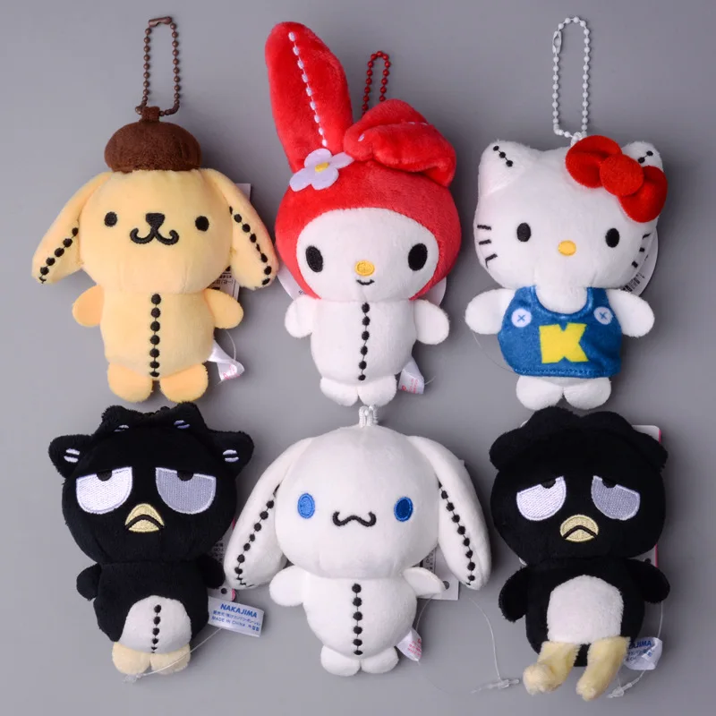 Sanrio Hello Kitty Bad Badtz Maru Cinnamoroll My Melody Pom Purin Cute Plush Doll Keychain Kawaii Stitch Monster Toy Kid Pendant