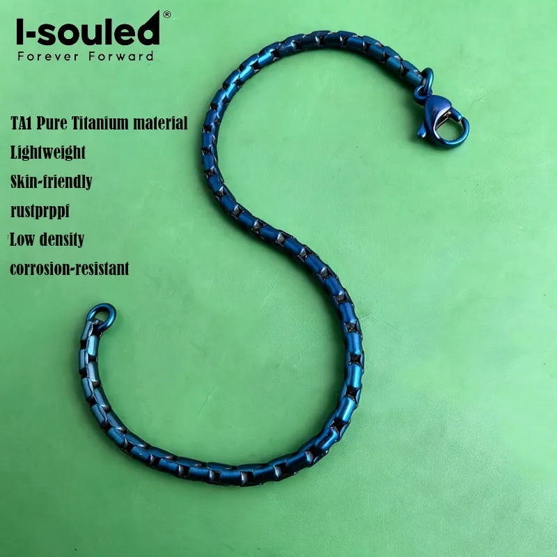 3.5mm pure titanium anodized blue snake chain bracelet for men and women, simple and fashionable