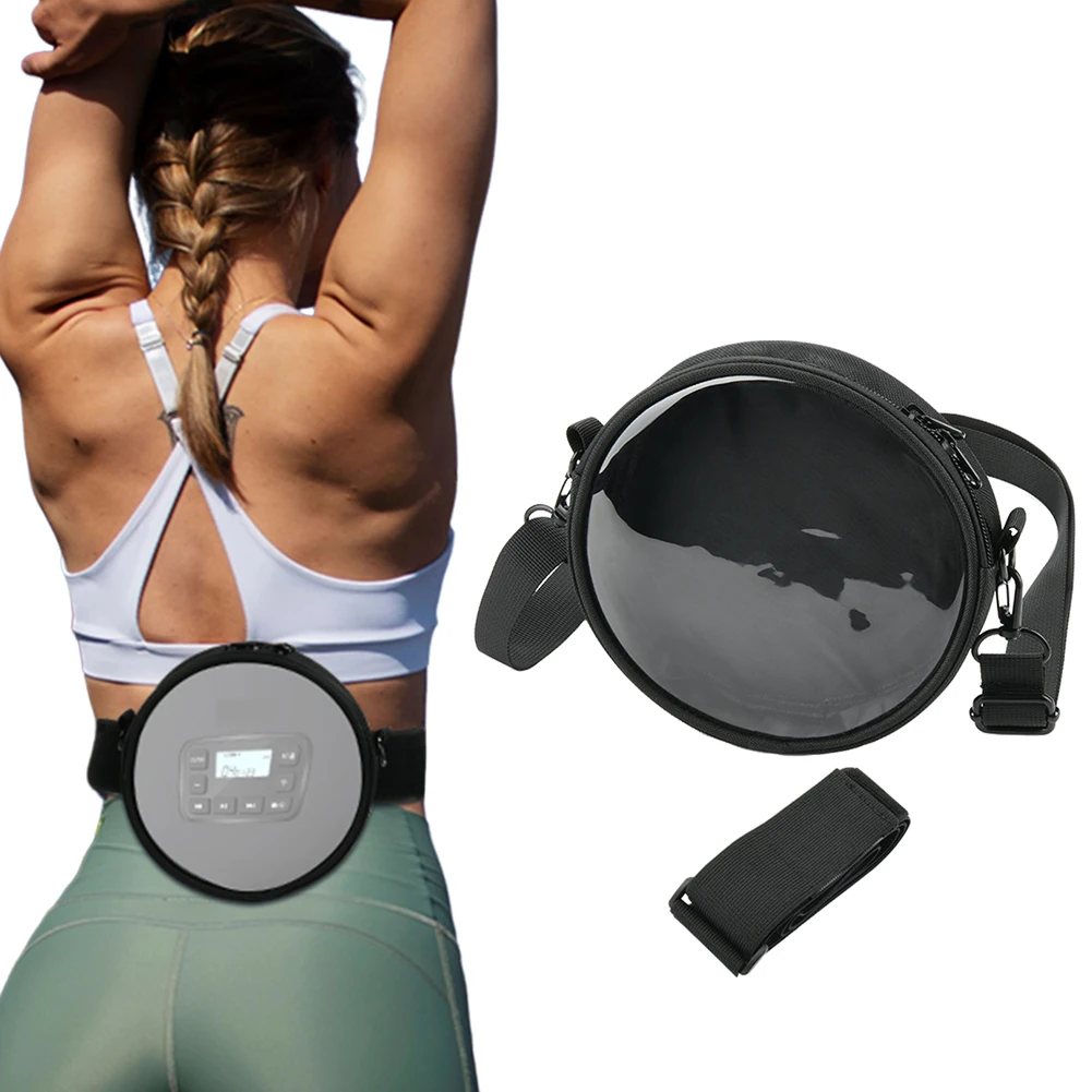 Portable CD Player Case with Adjustable Strap Waist Band CD Player Storage Bag with Transparent Window for Car Home Travel