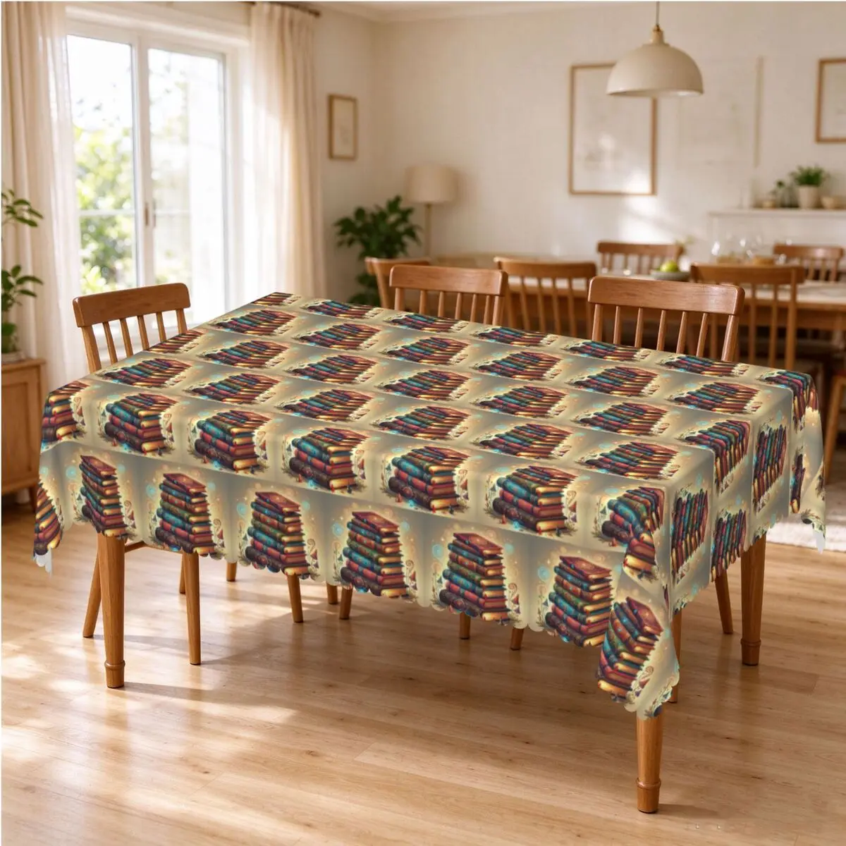 Ancient Book With Glowing Magic Spells Tablecloth Restaurant Kitchen Rectangular Tablecloth Festival Outdoor Dining Table Cover