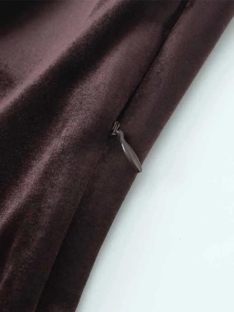 Estilo europeu e americano inverno nova moda roupas femininas elegante fino-ajuste falso veludo longo suspender vestido