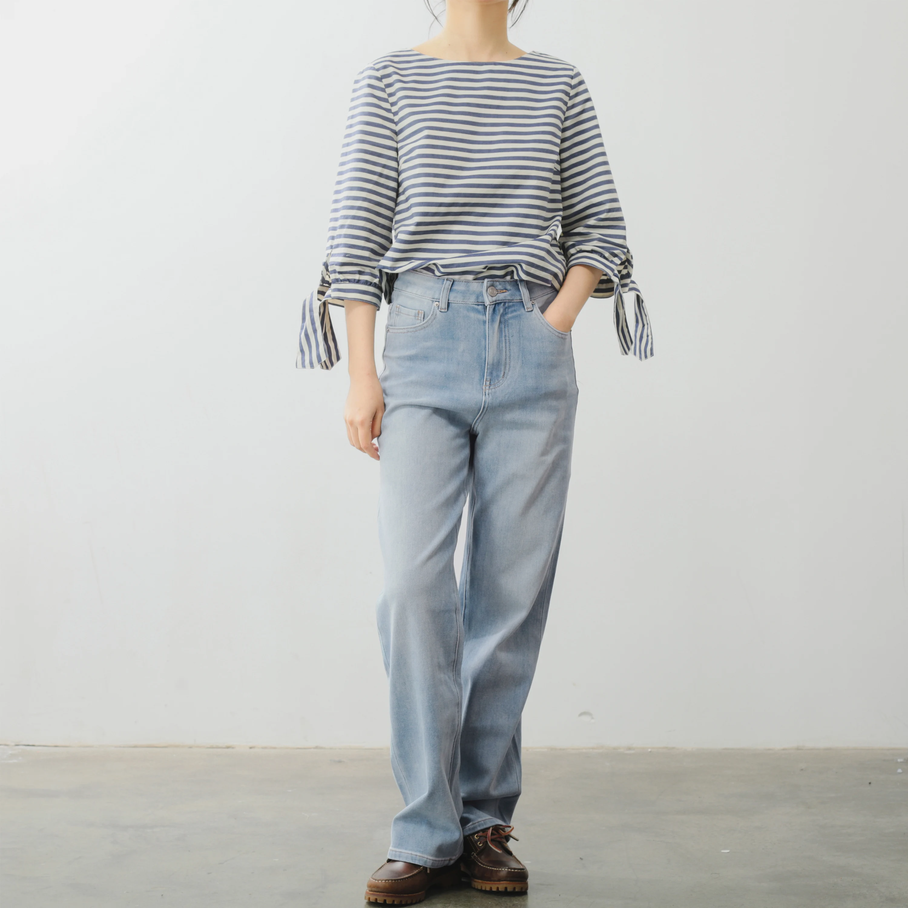 Calça Jeans Casual Fena Coudre Vintage Gentleman da, Corte Reto, Ajuste Slim, Cintura Alta, para a Primavera