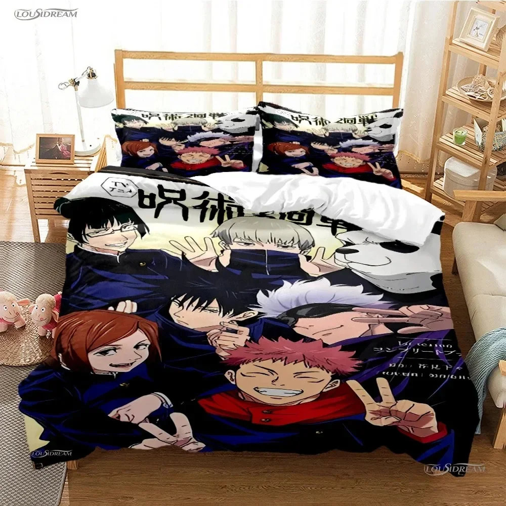 

Cartoon Anime Jujutsu Kaisen Comfortable Duvet Quilt Cover Pillowcase Bedding Set Children Bedroom Decoration Home Textile