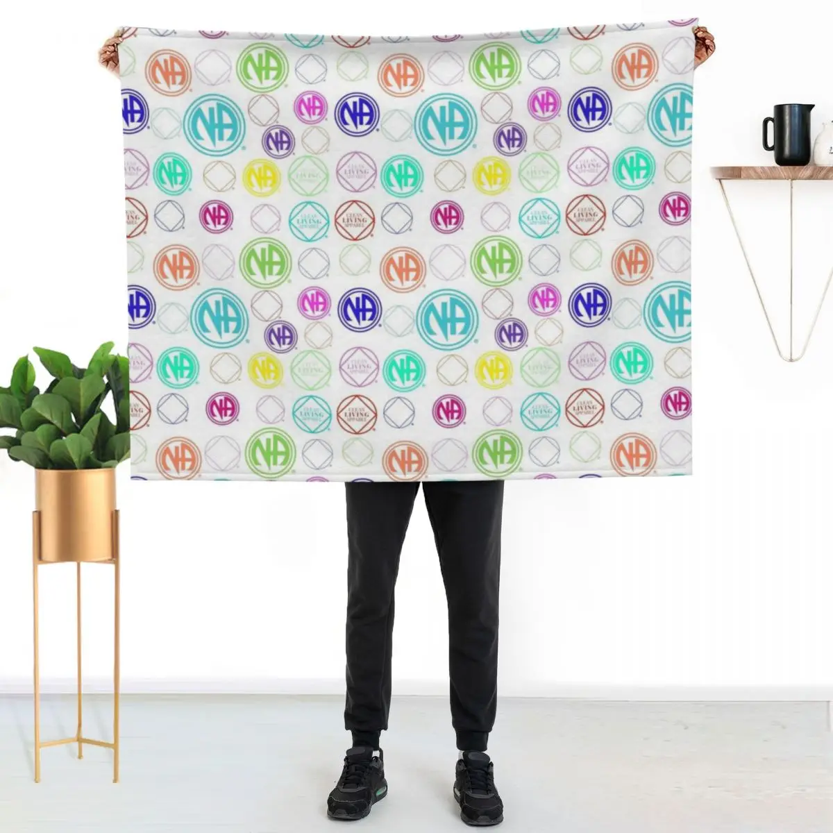 Colorful NA Symbols and Logos Narcotics Anonymous Gift Throw Blanket Beach warm winter Moving Summer Giant Sofa Camping Blankets