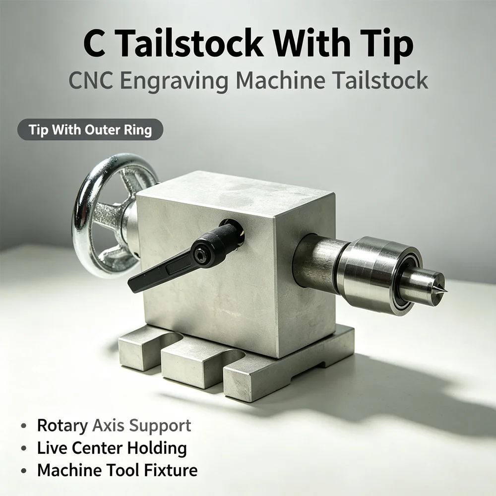 Cnc Tailstock For Rotary Axis A Axis 4Th Axis Cnc Router Engraver Milling Machine Workholding Positioning Auxiliary Fixture