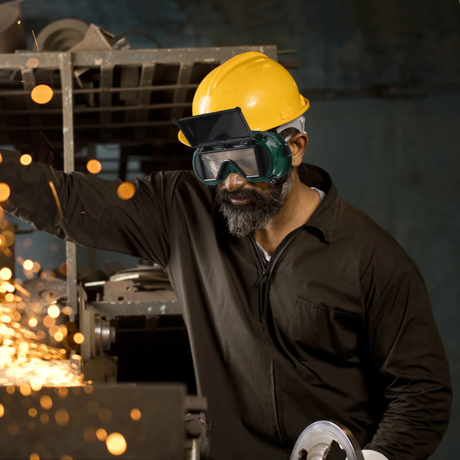 

2pcs Protective Glasses For Welding Flip-Up Design Anti-Scratch Safety Goggles Industrial Work Carbon Slag Protection Strong