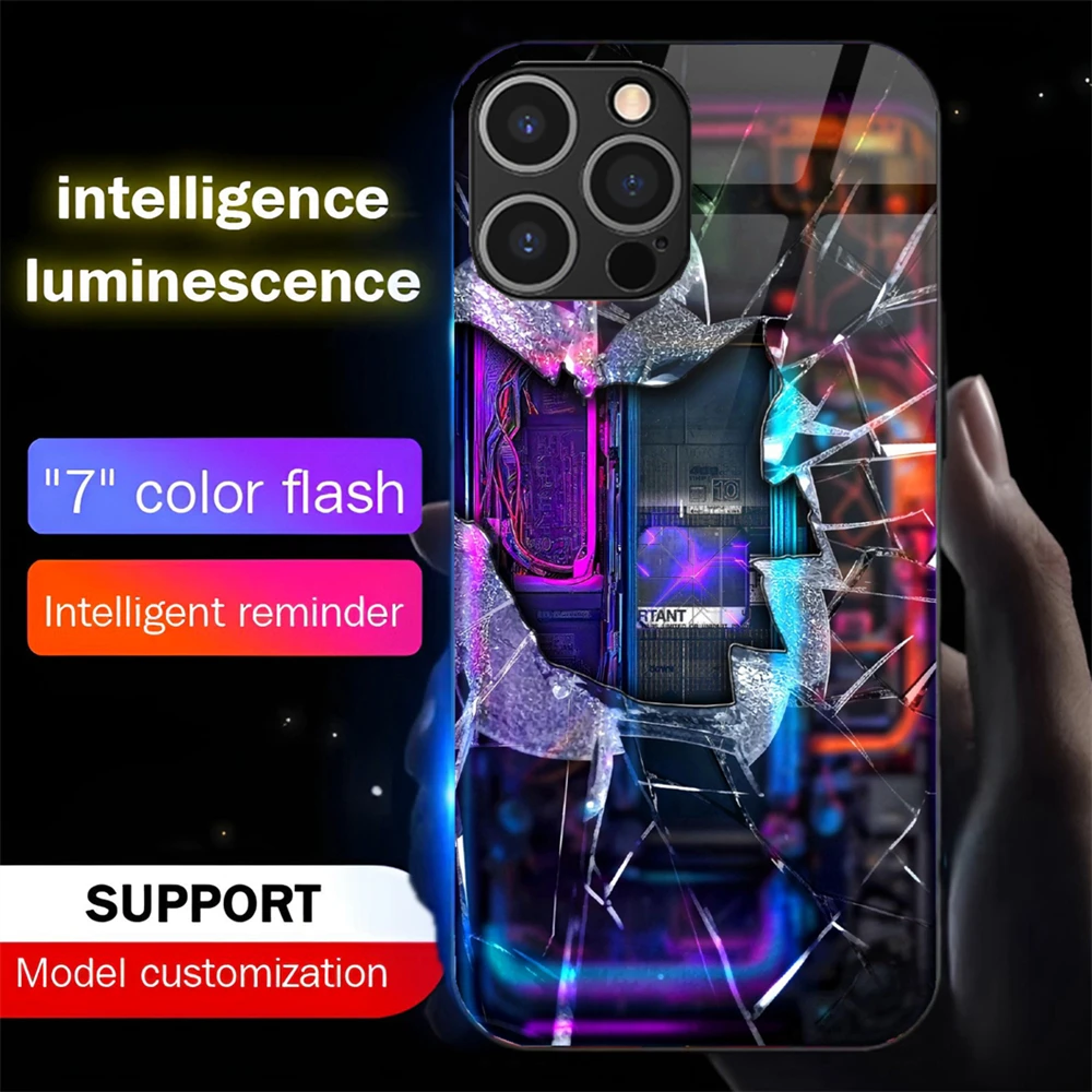 

So Cool CPU Chip Design Led Light Phone Case Call Flash Glitter Cover For Samsung S25 S24 S23 S22 S21 S20 FE Note 20 Plus Ultra