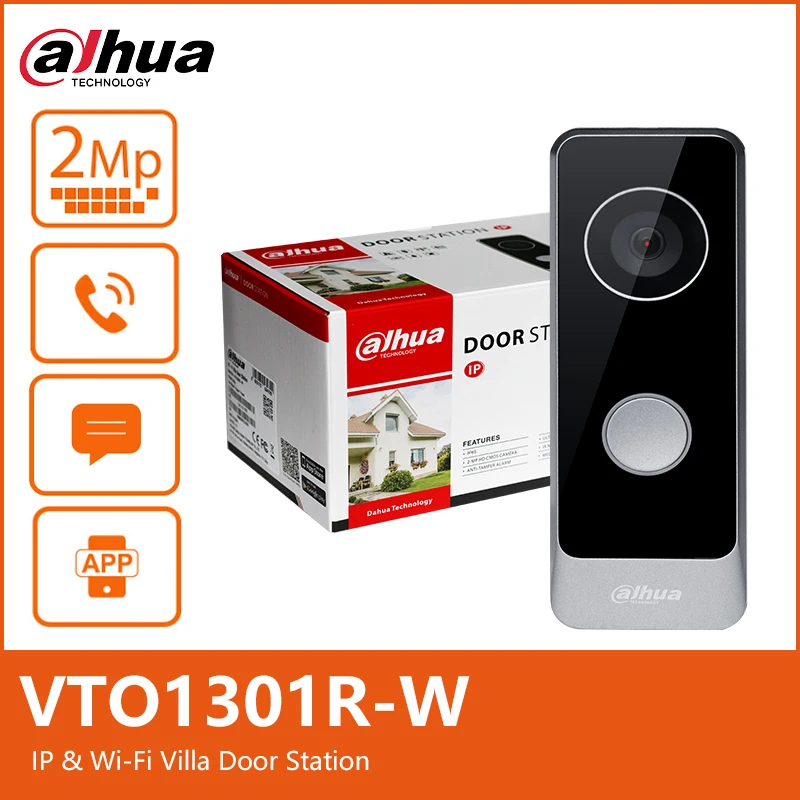 Dahua 1080P Mini WiFi Video intercomunicador HD inalámbrico timbre de casa inteligente llamada de voz bidireccional con Monitor interior cámara IP VTO1301R-W