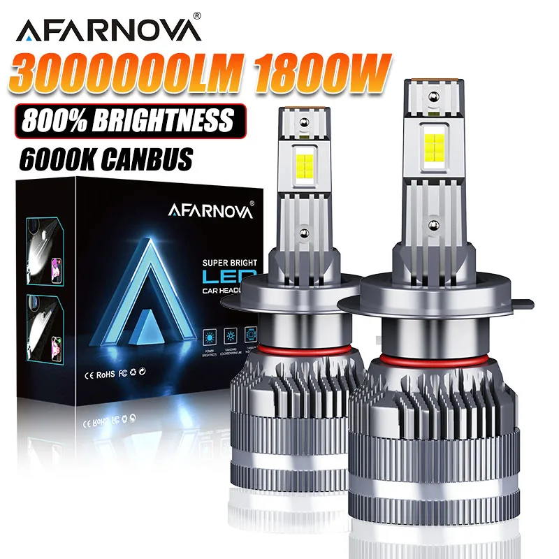 

6000K H7 HB3 HB4 9005 9006 H1 H4 H11 12 В Лампа Canbus Светодиодная лампа CSP Высокомощная автомобильная фара Противотуманная фара 1800 Вт 3000000LM