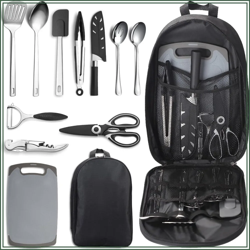 

Camping Essentials: Portable Cooking Utensil Set for Travel, Picnics, RVs, BBQs