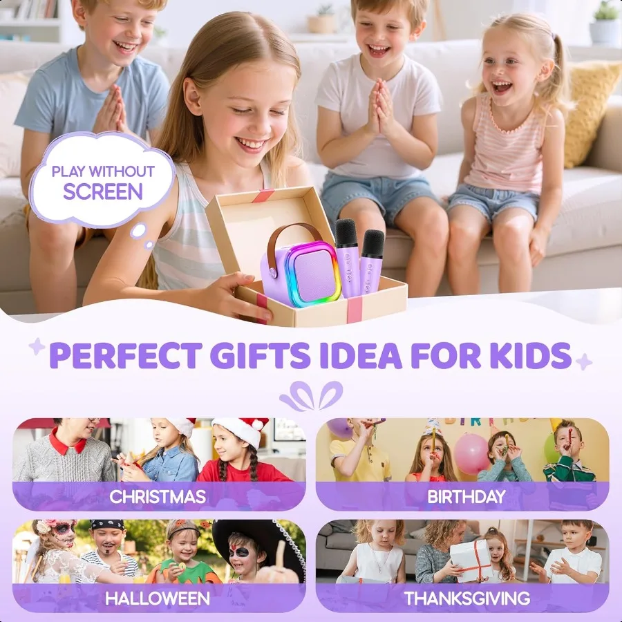 كاريوكي صغير هاين لعام 2025 أفضل ألعاب هدايا عيد الميلاد أفكار للفتيات الذين تتراوح أعمارهم بين 4 5 6 7 8 9 10 12+ سنة مشغل MP3 محمول مع 2 #4