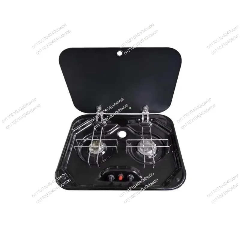 

Outdoor RV Camper Kitchen Stainless Steel Gas Double-headed Stove Tools Tempered Glass Cover 2*1.35KW Camping Car Accessories
