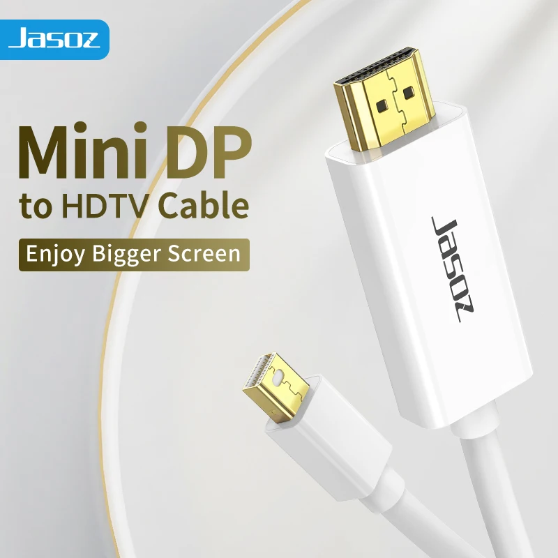 Jasoz Mini DisplayPort to HDMI Cable 4K@60Hz Mini DP to HDMI Adapter Cable for MacBook Air Pro iMac PC HDTV Monitor Projector