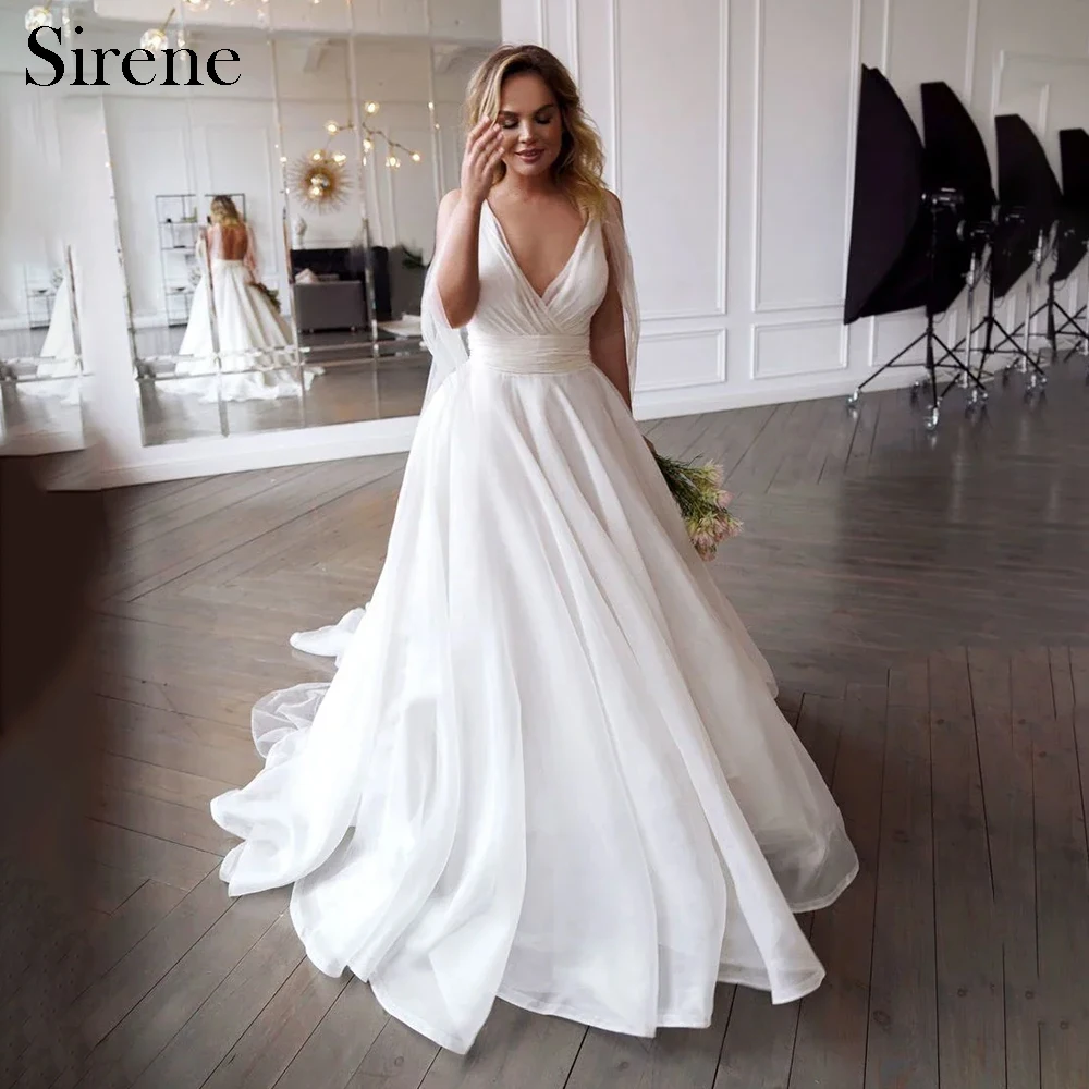 Sirene Elegant Long A-Line Organza Wedding Dresses Floor-Length A-Line Brides Dress Women Tailor-Made Vestidos De Novias 2024