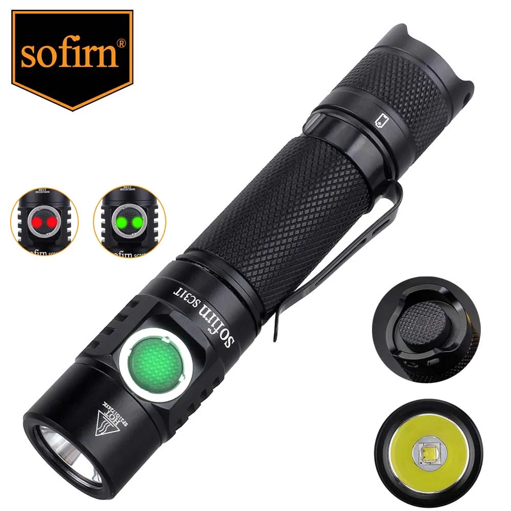 Sofirn SC31T 2000LM Tactical Flashlight USB C Rechargeable LED Torch SST40 18650 Flashlight with Tail Switch