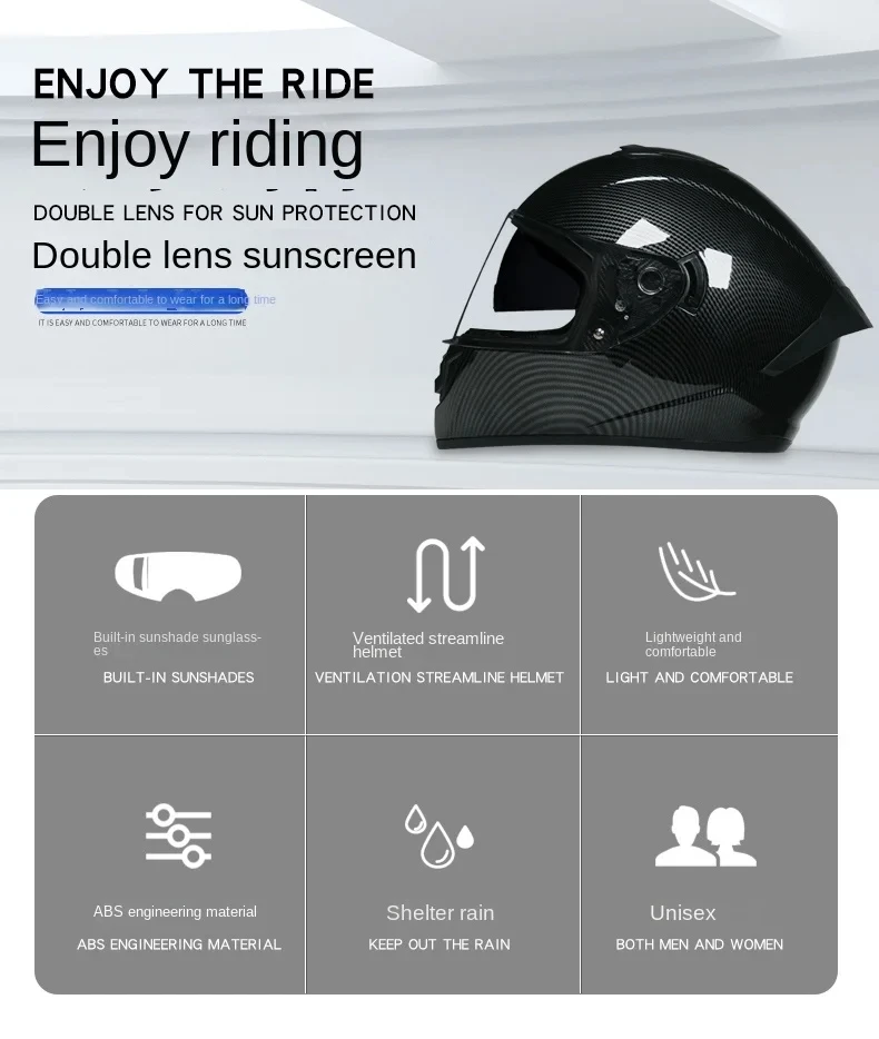 LVS-701 Safety Motorcycle Helmets Full Face Dual Lens Racing Helmet Strong Resistance Off Road Helmet DOT Approved