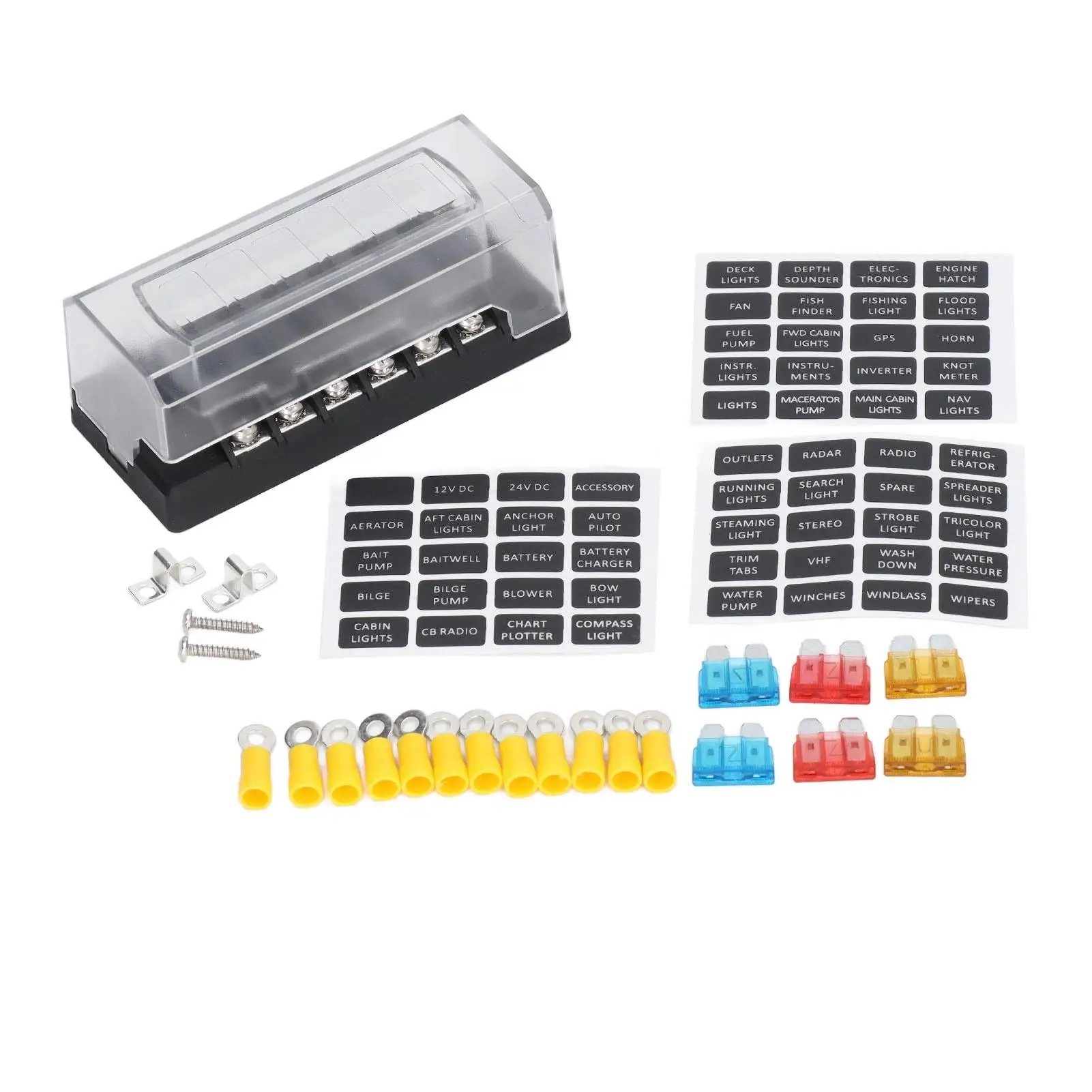 

Box Heat Resistant M4 Thread 30A Block Dustproof Indicator Design 6 Way for marines for cars for rvs