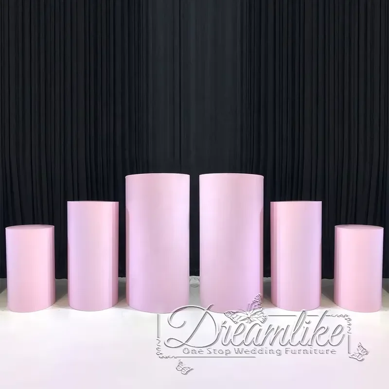 Blue Round Metal Flower Stand Modern Iron Centerpiece for Wedding Banquet Party Indoor Outdoor Decoration Pink Floral Holder