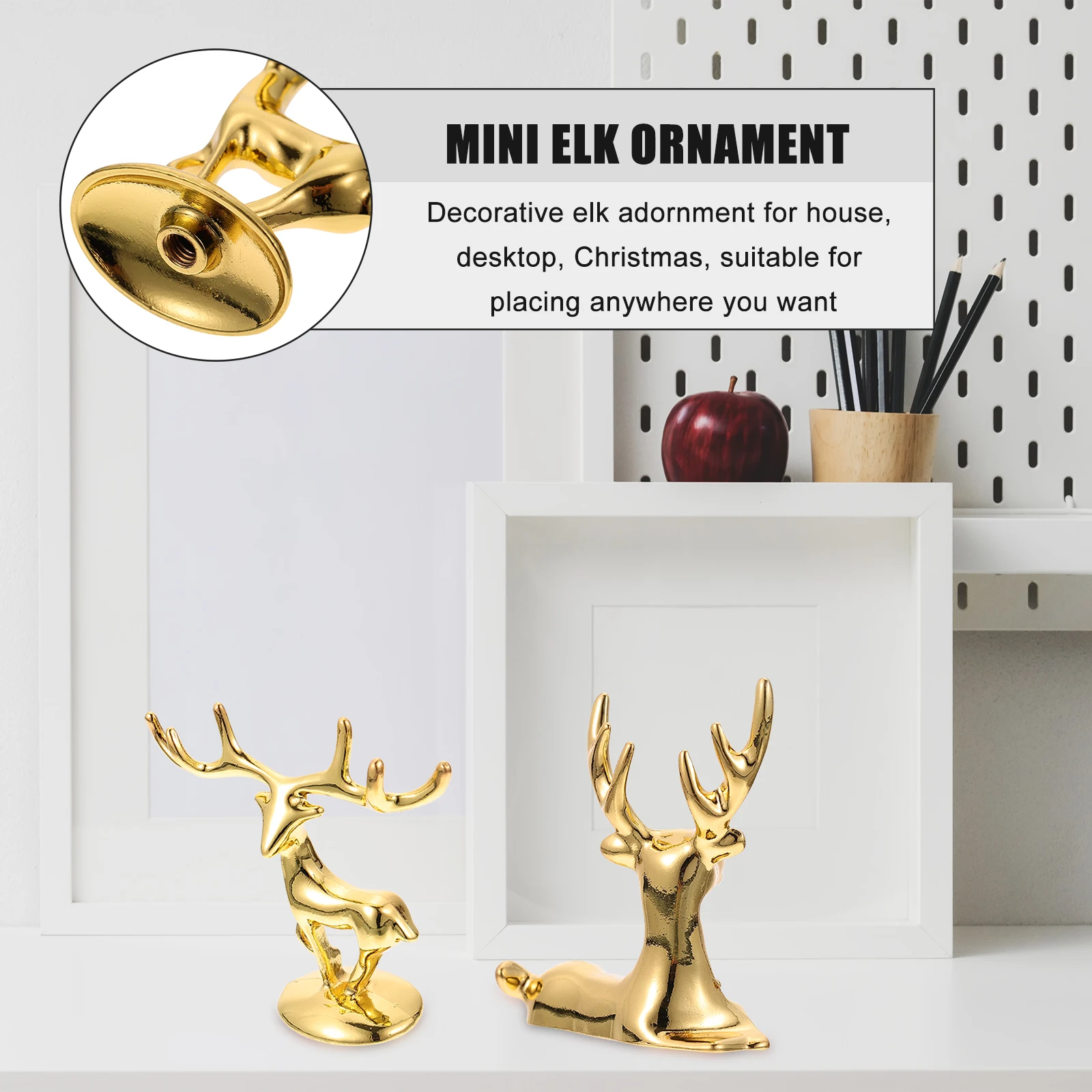

4pcs Ornaments Golden Deer Decorative Adornment Creative Christmas Tabletop Deer Decoration Home Household Desktop Zinc Alloy
