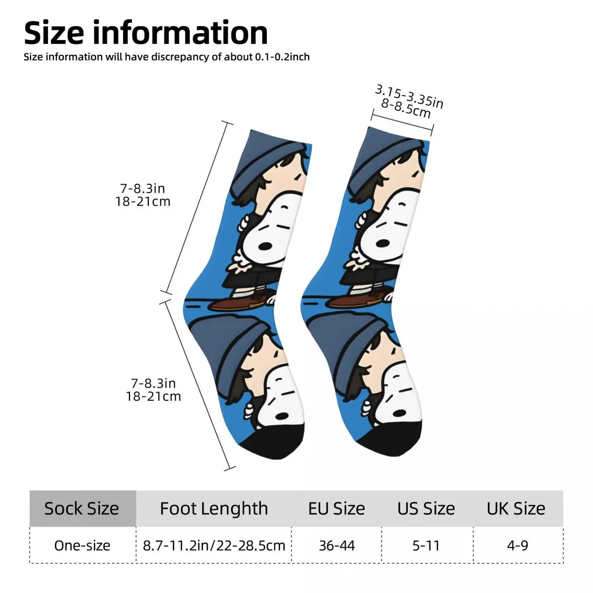 Retro Elliott Smith And Snoopy Hug Men's compression Socks Unisex Peanuts Snoopy Street Style Pattern Printed Novelty Crew Sock