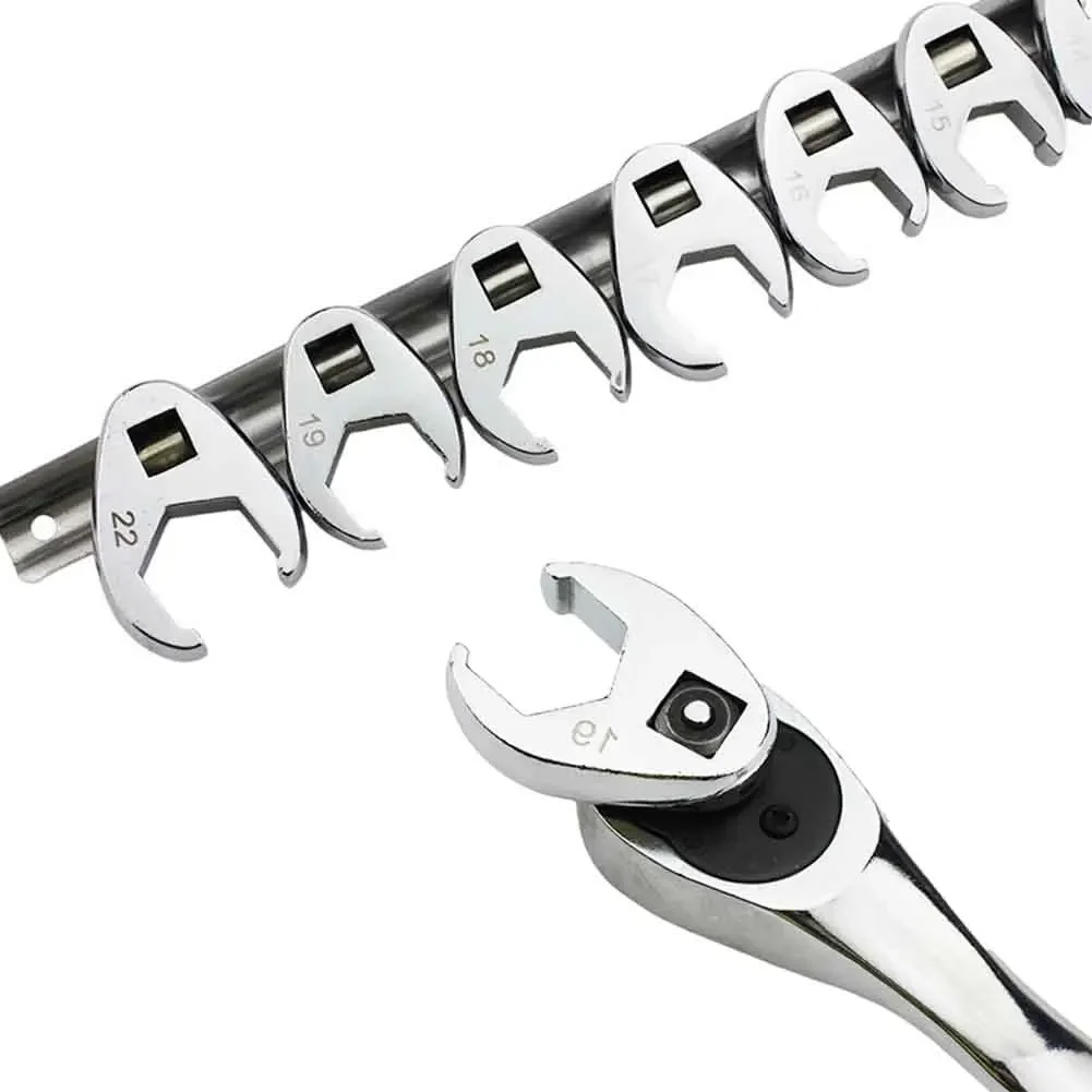 10Pcs 3/8Inch Drive Crowfoot Wrench 10mm-22mm Metric Foot Open End Spanner Chrome Plated Crow Hand Tool Hardware