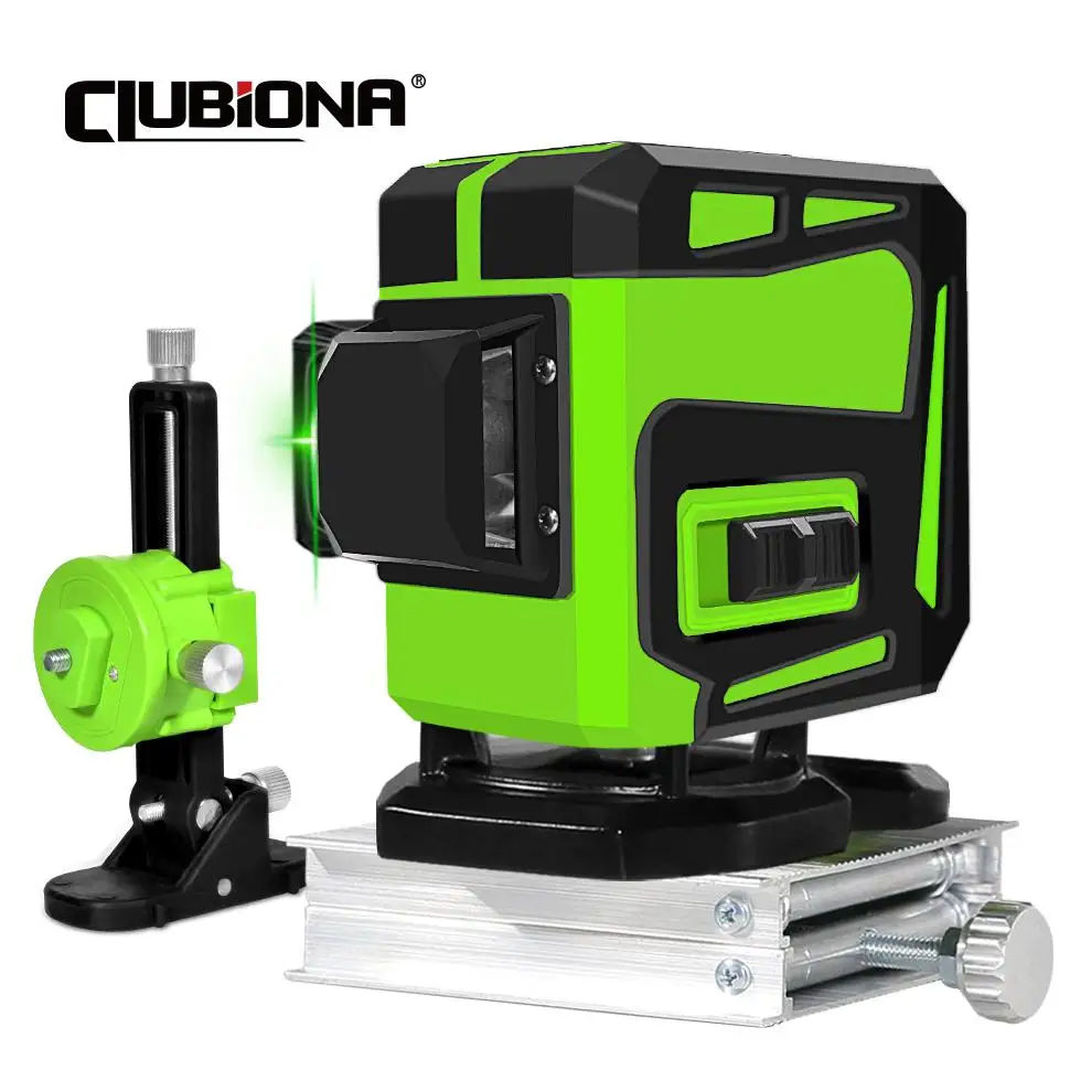 CLUBIONA 12 Lines Green Beam Laser Level With Li-on battery Remote Control Receiver nivel a laser profissional 레이저레벨기