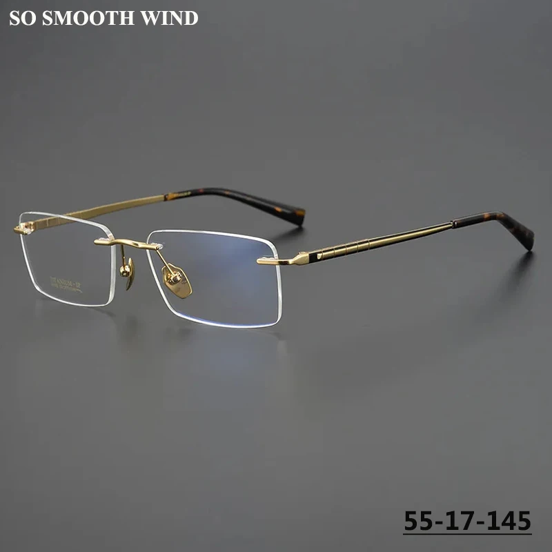 

Ultralight Men Titanium Rimless Glasses Frame Square Business Eyeglasses Frameless Customizable Prescriptions Spectacles Eyewear