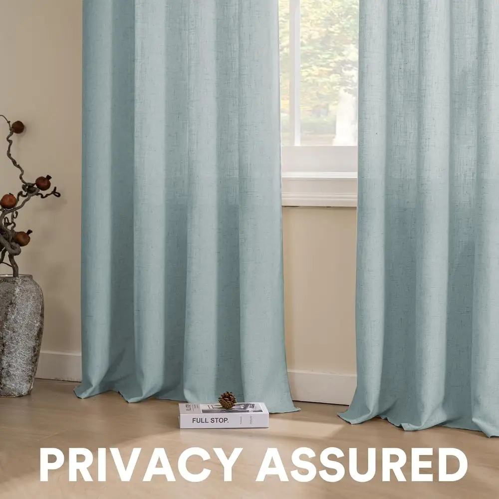 Rideaux de ferme en lin avec cantonnière, 84 longs, bleu nuage, filtrage de la lumière, ensemble de 2 panneaux pour salon, salle à manger et chambre à coucher