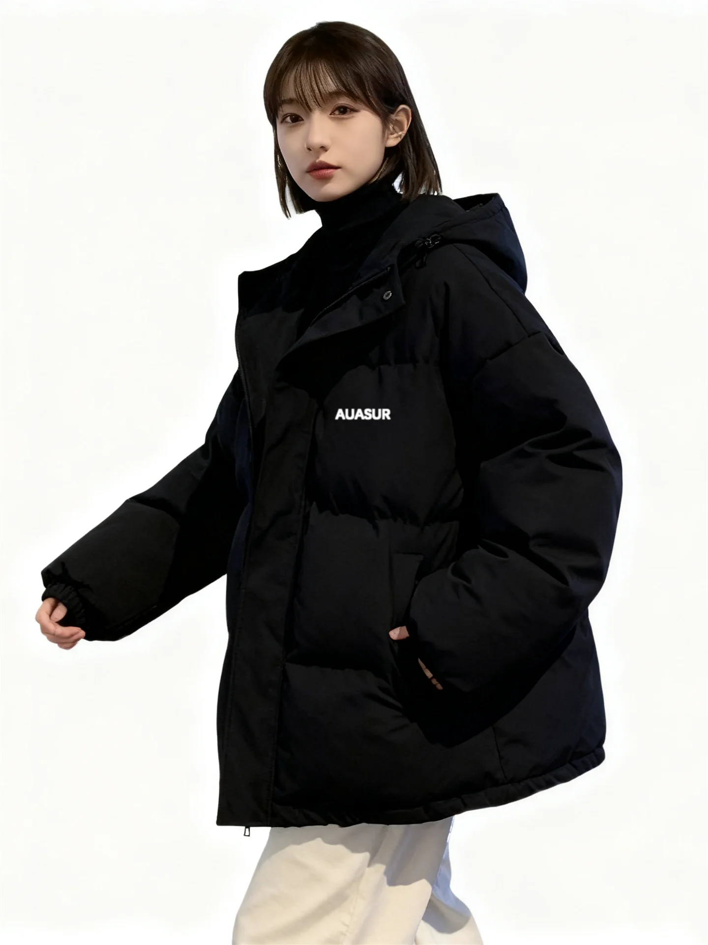 

Новая зимняя утепленная черная хлопковая куртка для мужчин с капюшоном, теплая, повседневная, для подростков и молодежи, модная