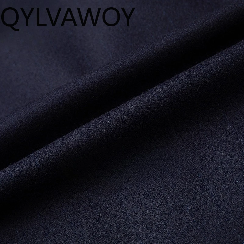 QYLVAWOY 70% الصوف الرجال الفاخرة الصوف تنوعا البريدي قصيرة الأكمام الحكومة ملابس خارجية البيسبول طوق رقيقة سترة LJ2118