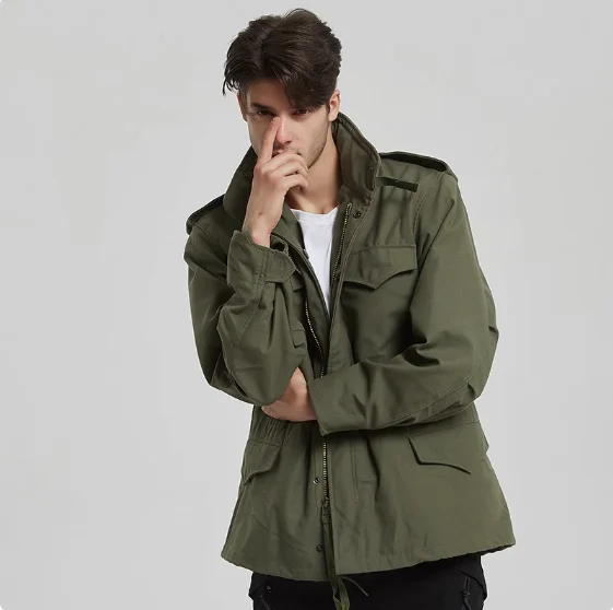 

American Retro M65 Trench Coat Outdoor OG107 Field Jacket Men's Workwear Hooded
