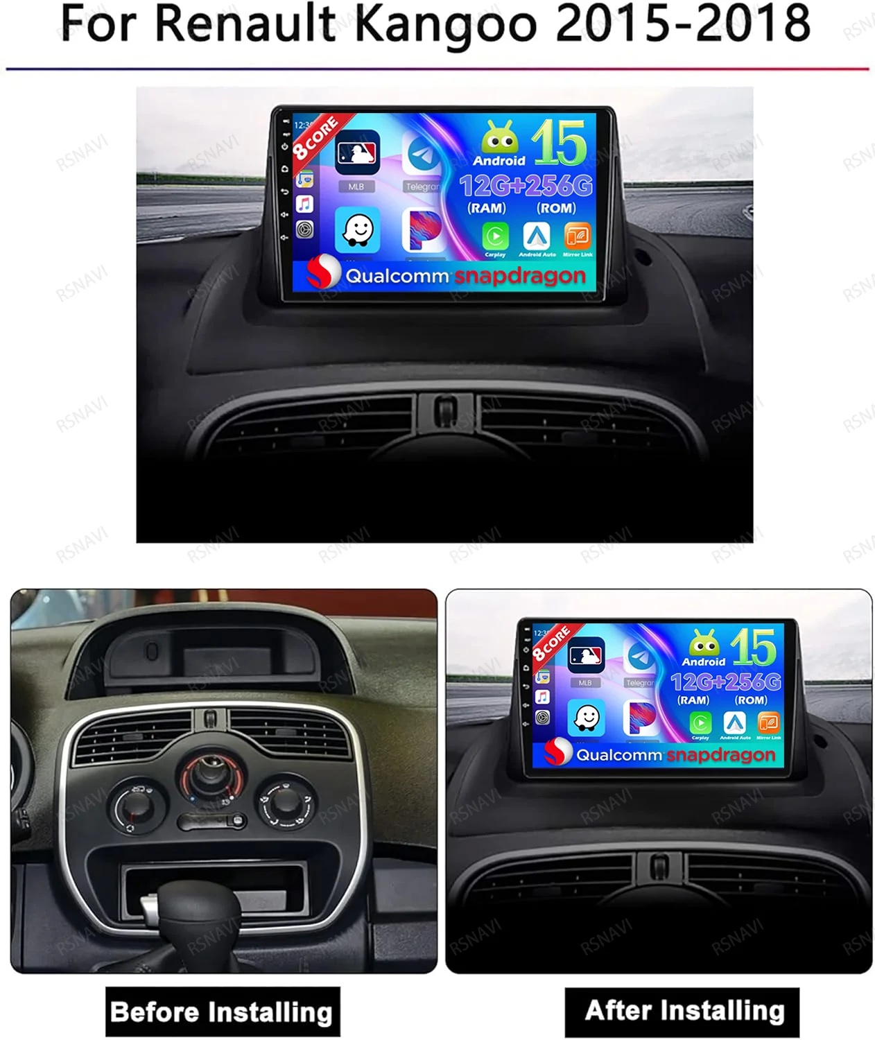 android 15 For Renault Kangoo 2009 - 2018 Car Radio Multimedia Stereo Video Player QLED GPS NAVI 4G WIFI
